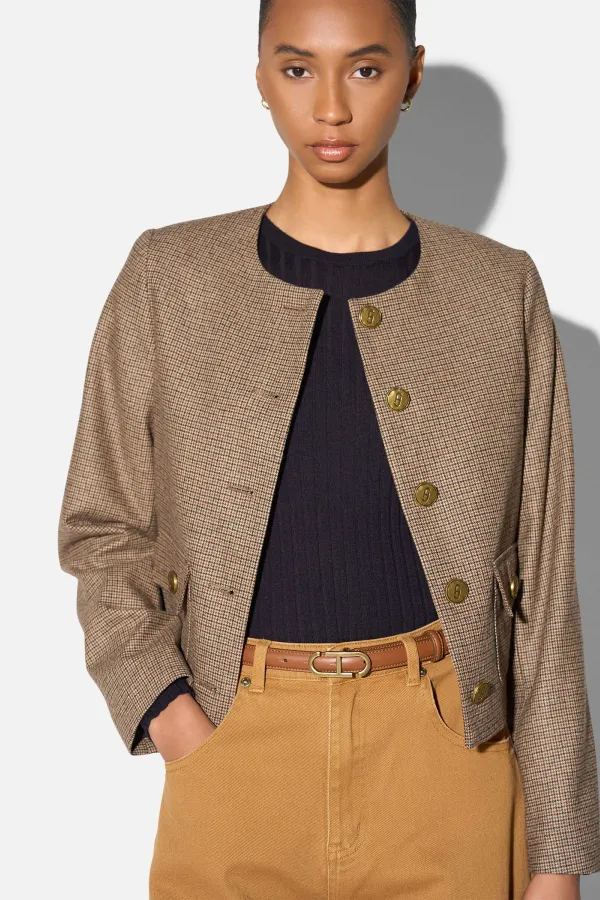 Blazer Dames Jasje Bruin Kleine Ruit Laurent