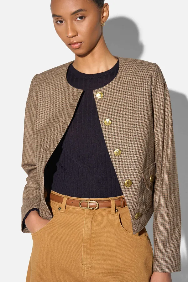 Blazer Dames Jasje Bruin Kleine Ruit Laurent
