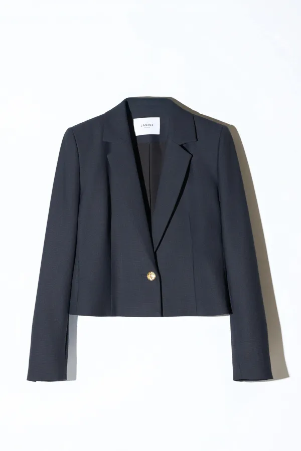 Blazer Dames Jasje Kort Blauw Ruit Crain