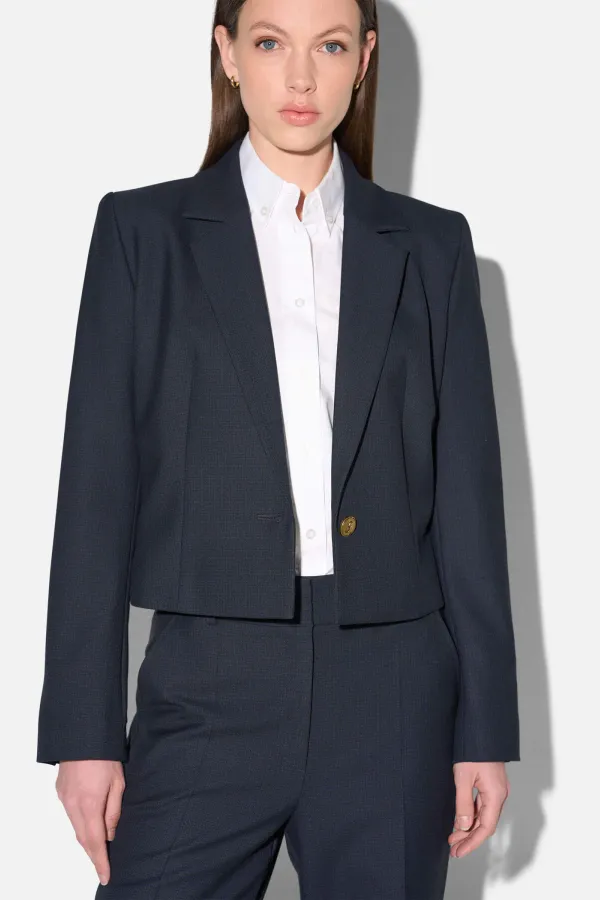 Blazer Dames Jasje Kort Blauw Ruit Crain