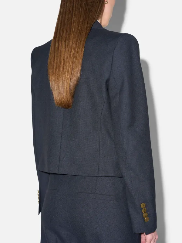 Blazer Dames Jasje Kort Blauw Ruit Crain