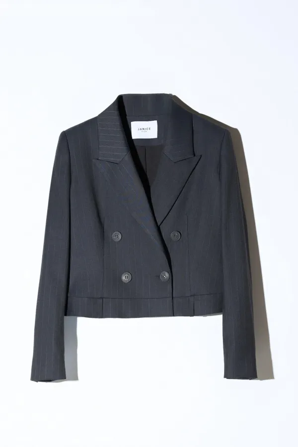 Blazer Dames Kort Blauw Krijtstreep Stan