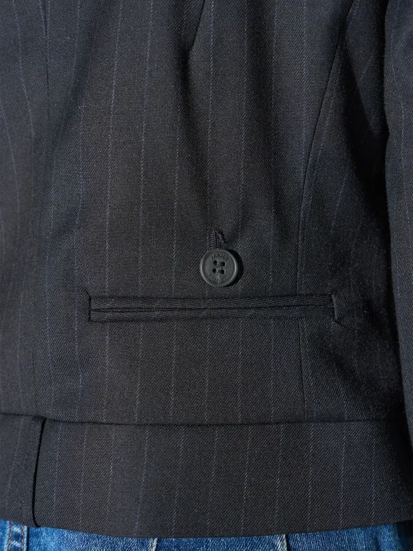 Blazer Dames Kort Blauw Krijtstreep Stan