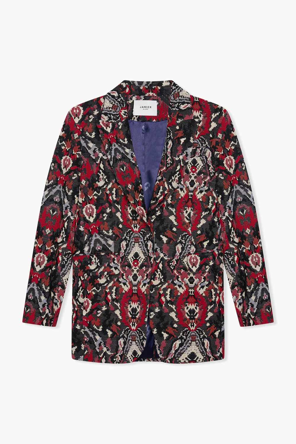 Oversized Blazer Dames Jacquard Hank Aztec Rood