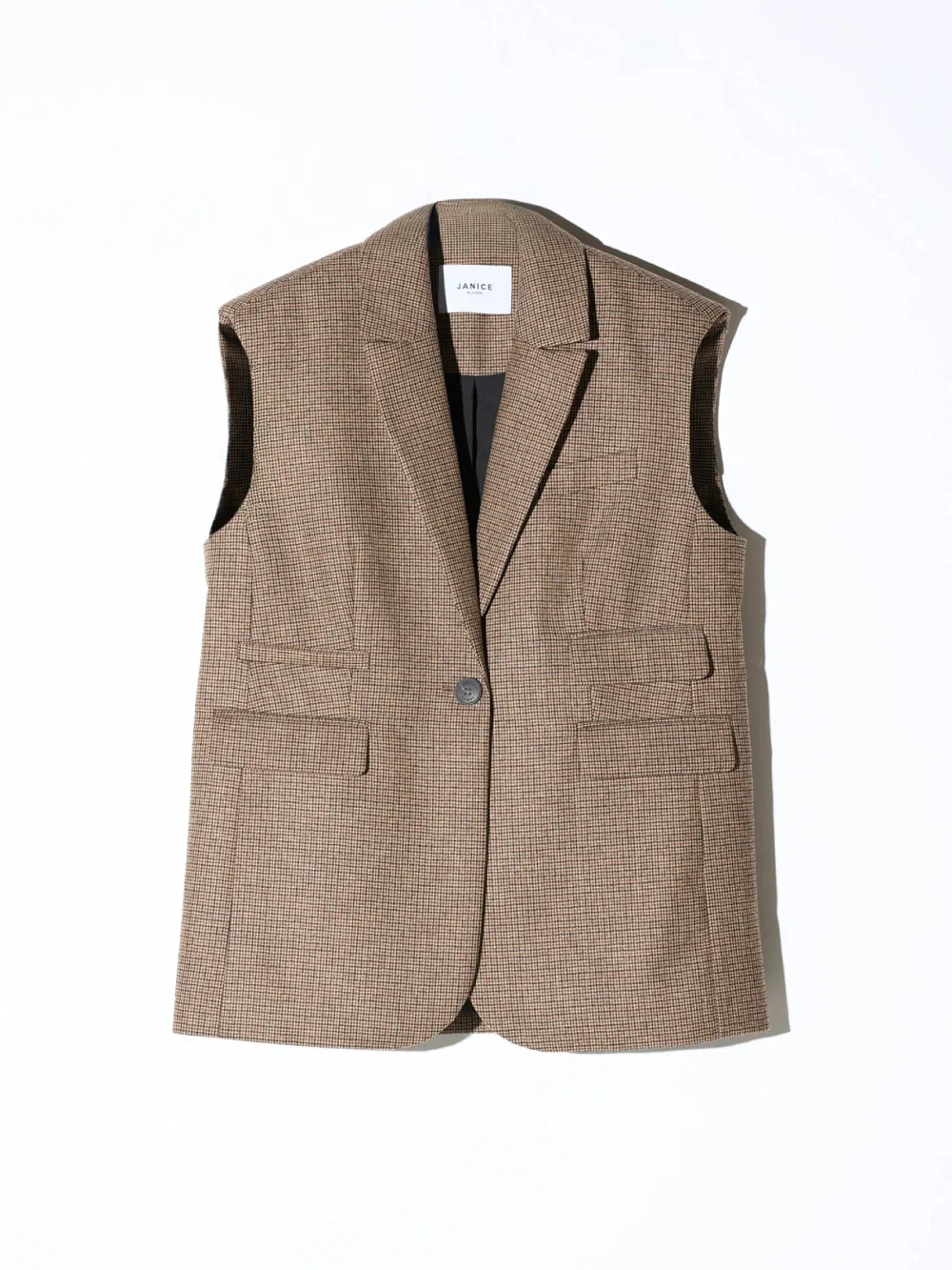 Blazer Vest Dames Bruin Kleine Ruit Marvin
