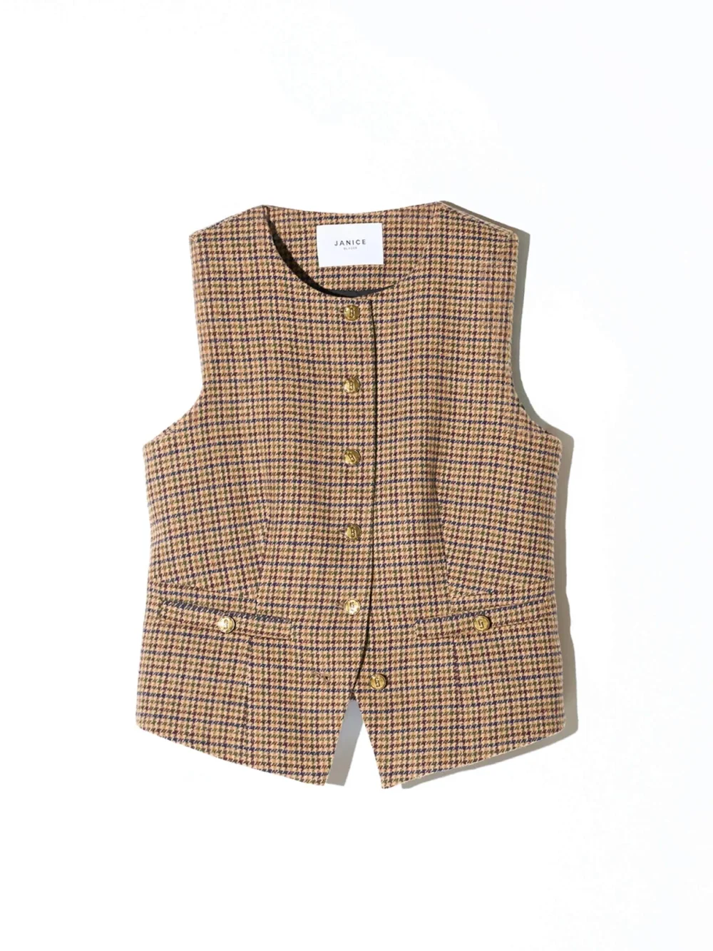 Blazer Vest Dames Bruin Ruit Samson