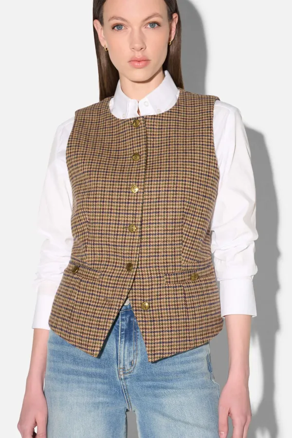 Blazer Vest Dames Bruin Ruit Samson