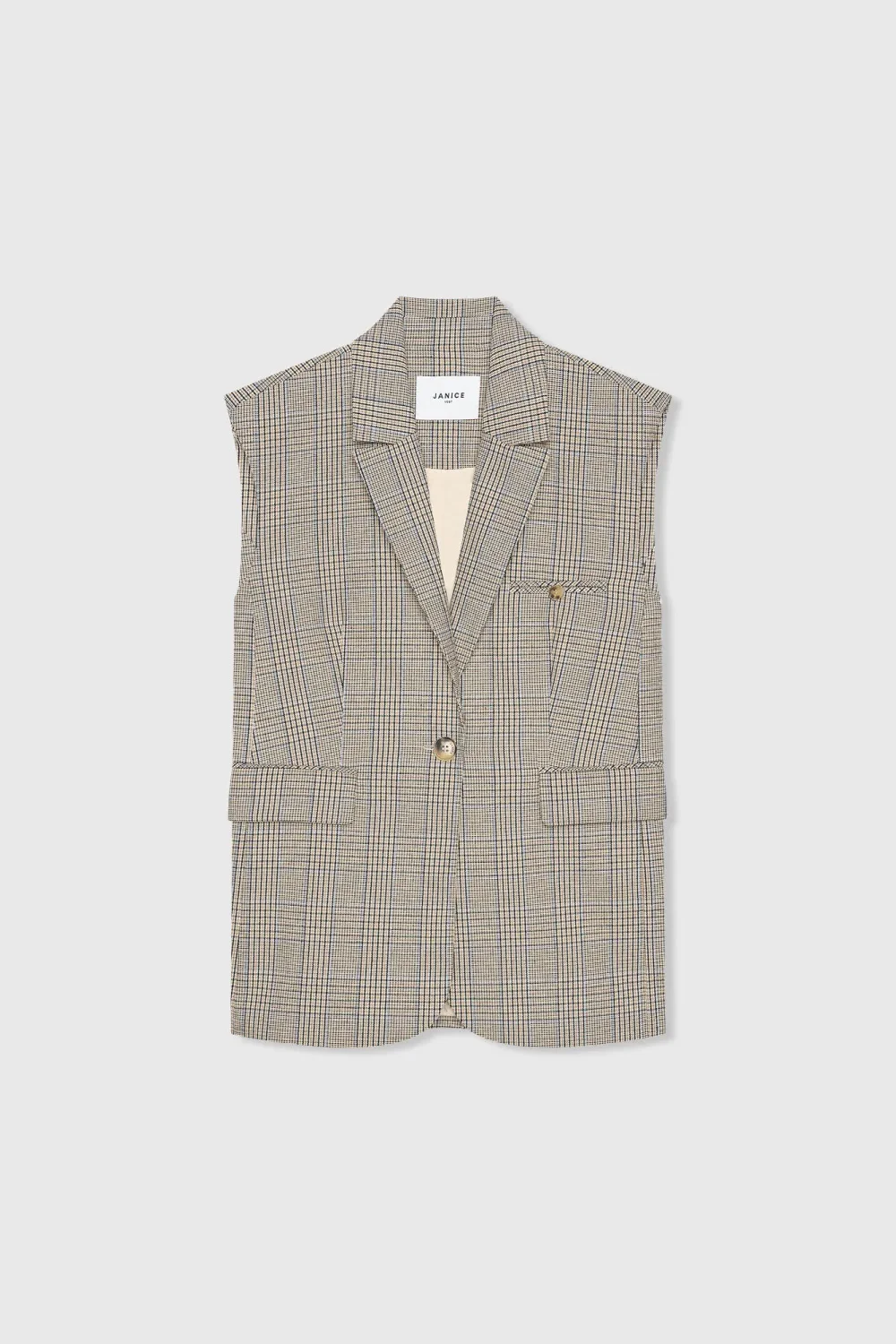 Blazer Vest Dames Ruit Marvin Beige