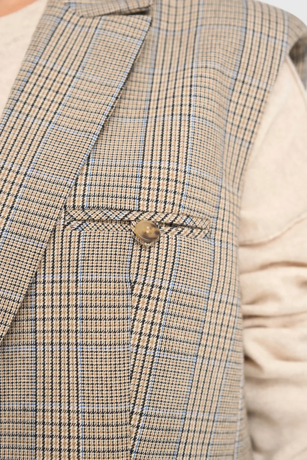 Blazer Vest Dames Ruit Marvin Beige
