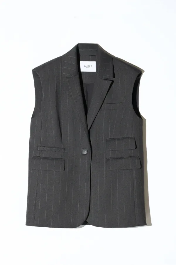 Blazer Vest Dames Zwart Krijtstreep Marvin