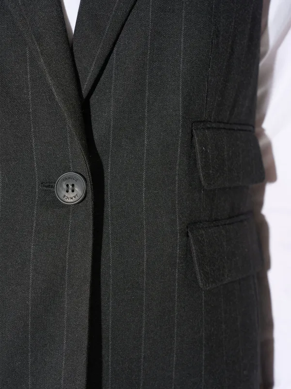 Blazer Vest Dames Zwart Krijtstreep Marvin