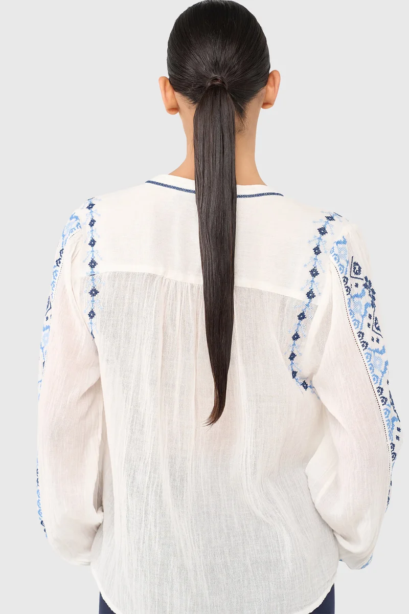 Austin Blouse Wit Blauw