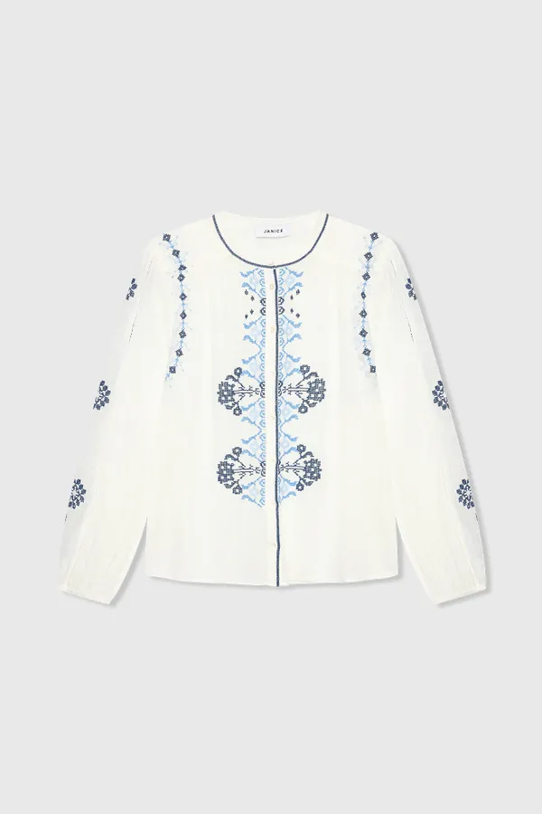 Austin Blouse Wit Blauw