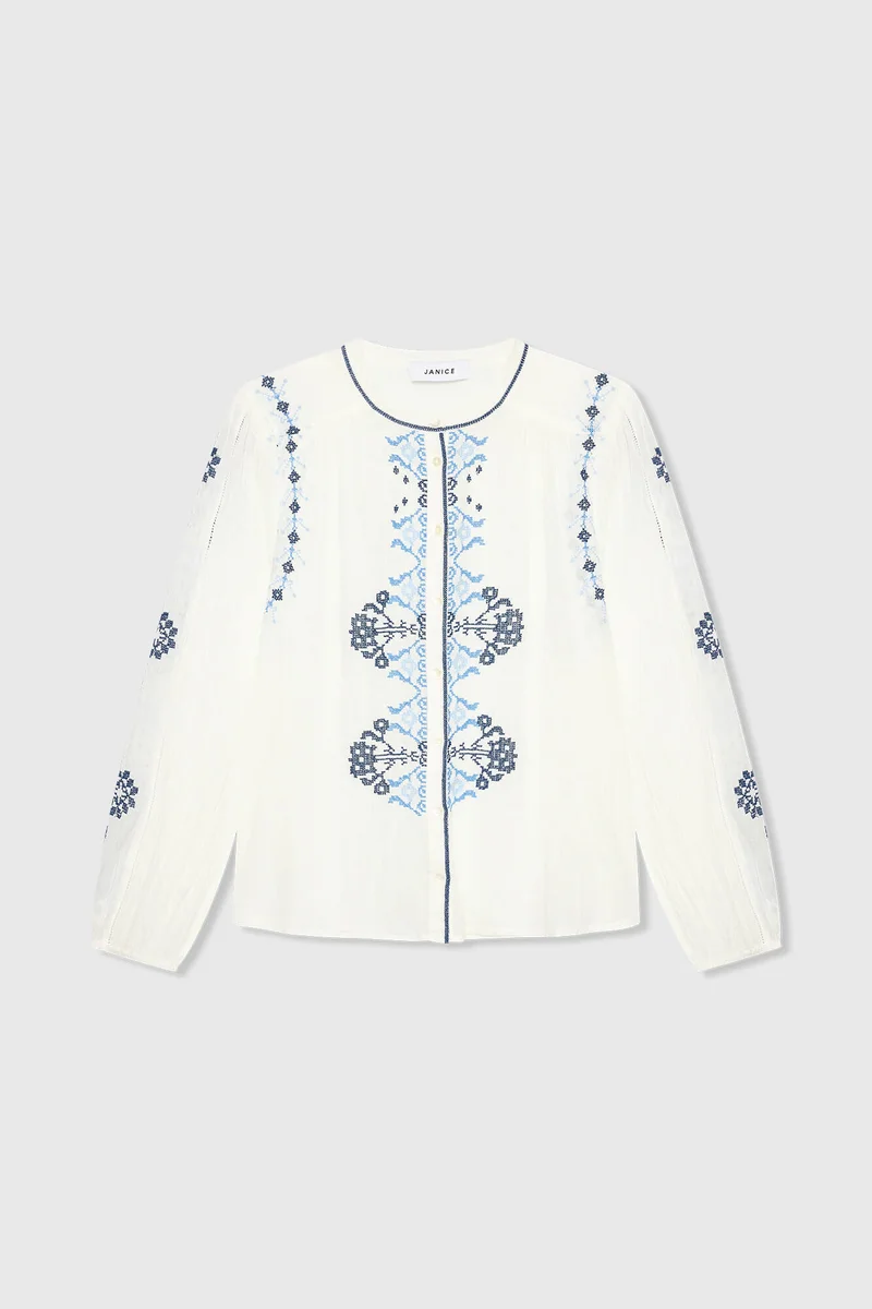 Austin Blouse Wit Blauw