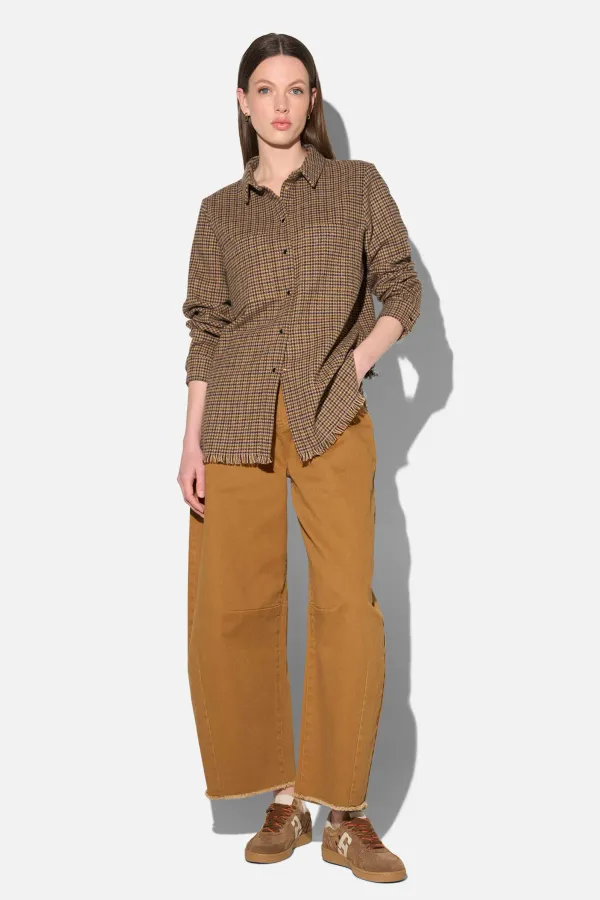Blouse Dames Bruin Ruit Shane