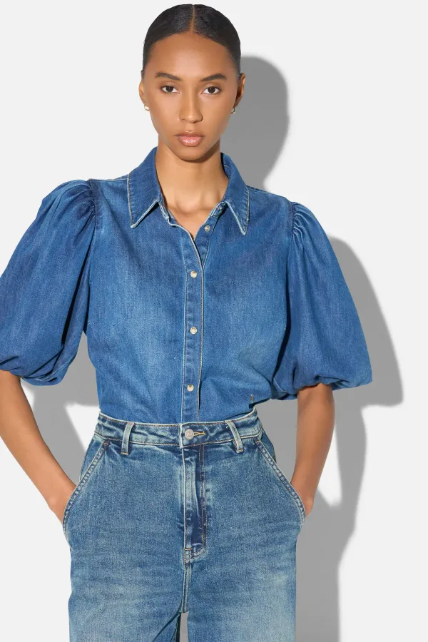 Blouse Dames Denim Pofmouw Lars Blauw 258