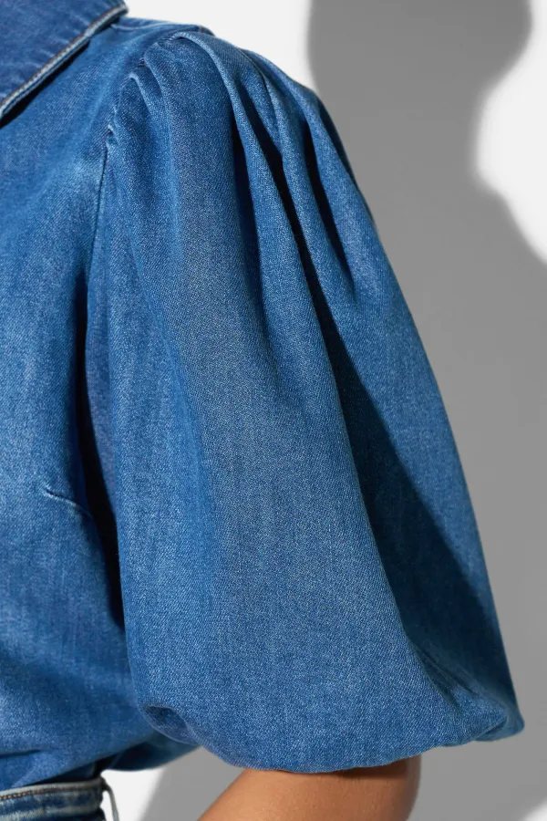 Blouse Dames Denim Pofmouw Lars Blauw 258