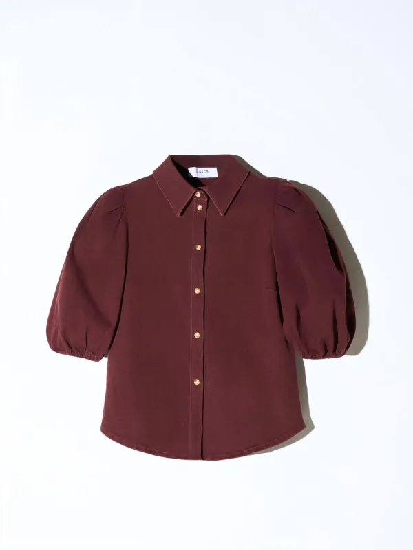 Blouse Dames Denim Pofmouw Lars Burgundy