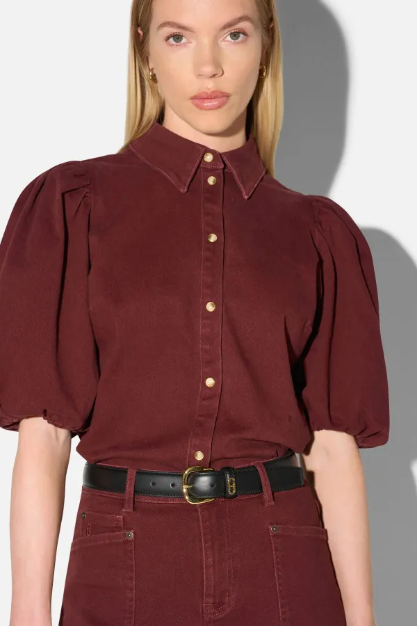 Blouse Dames Denim Pofmouw Lars Burgundy