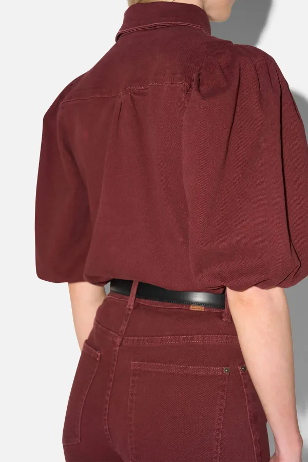 Blouse Dames Denim Pofmouw Lars Burgundy