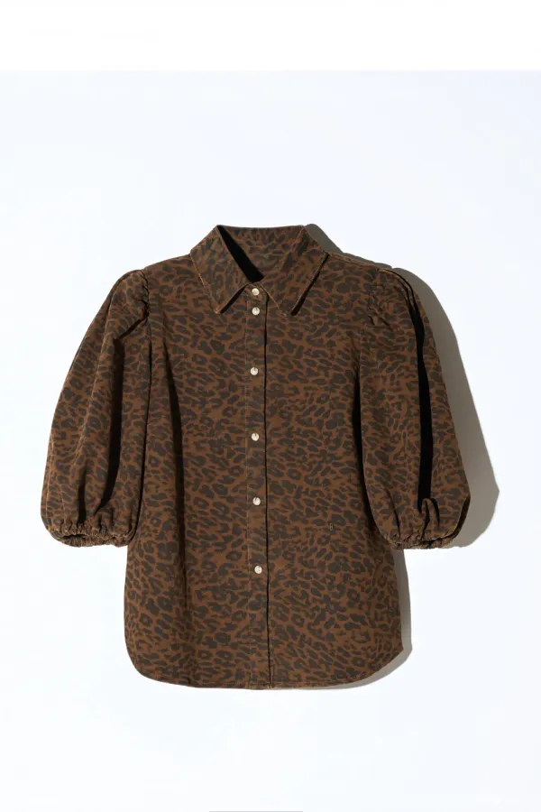 Blouse Dames Denim Pofmouw Lars Panterprint