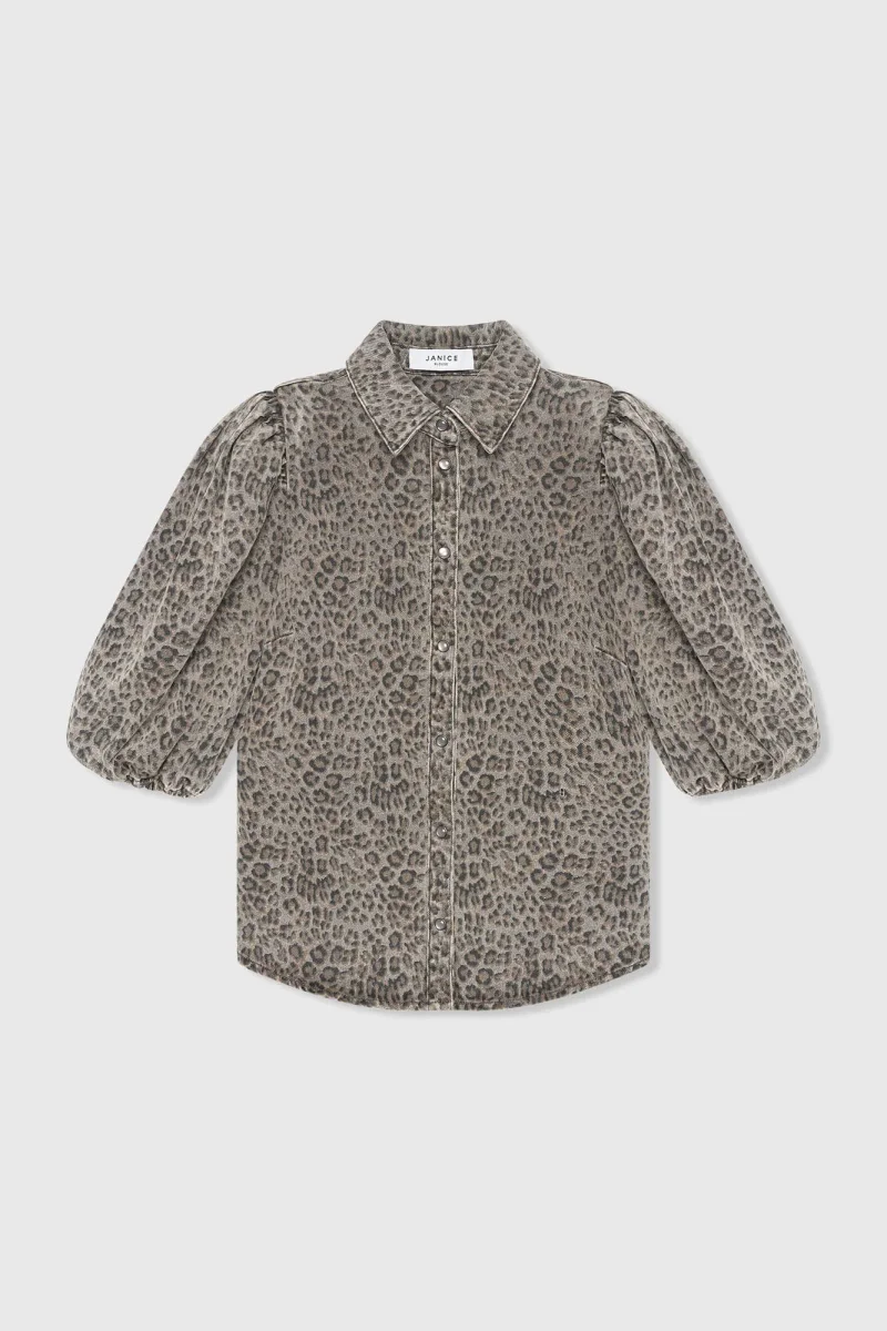 Blouse Dames Denim Pofmouw Lars Panterprint