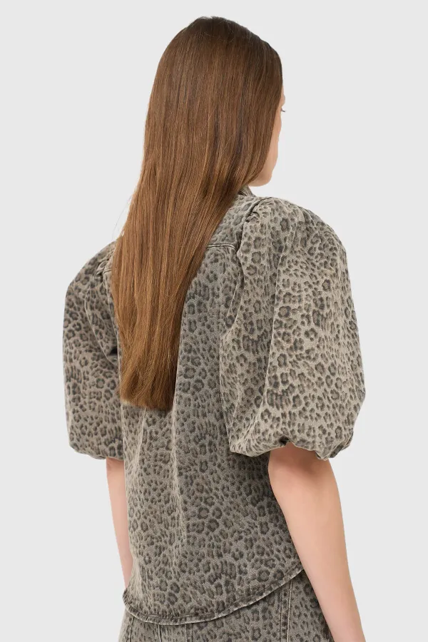Blouse Dames Denim Pofmouw Lars Panterprint