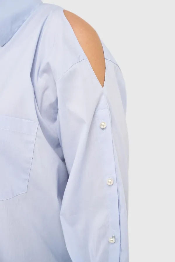 Blouse Dames Katoen Blauw Paul