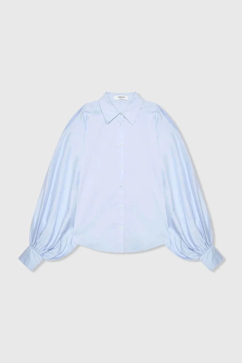 Blouse Dames Katoen Blauw Stone Pofmouw Cut Out