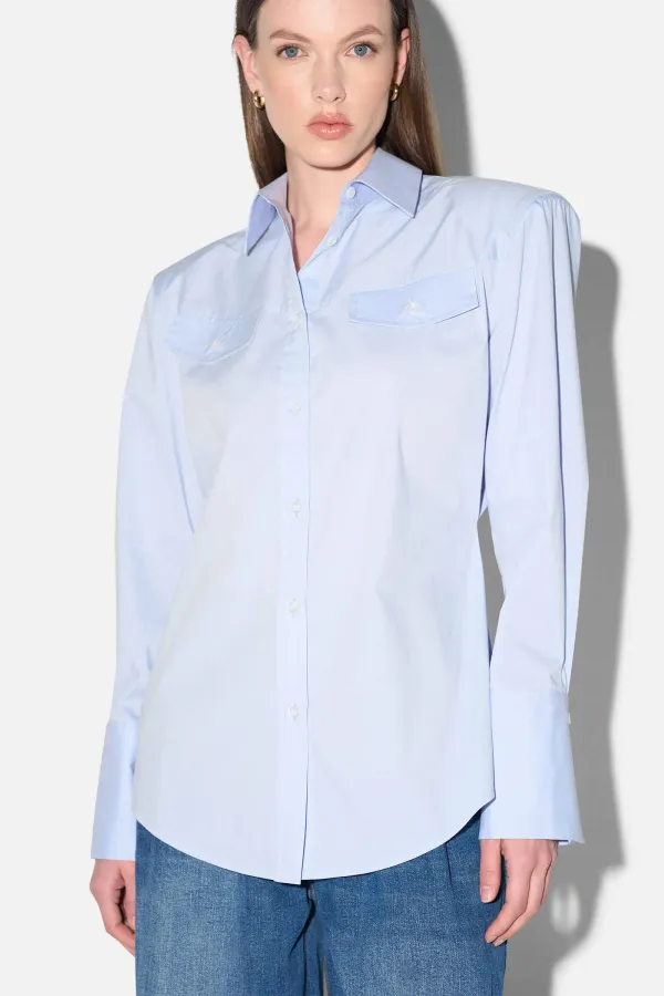 Blouse Dames Katoen Knoopjes Blauw Rix