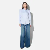 Blouse Dames Katoen Knoopjes Blauw Rix