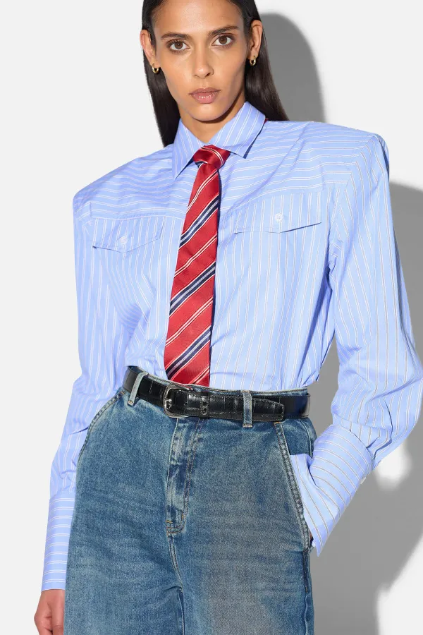Blouse Dames Katoen Knoopjes Blauw Strepen Rix