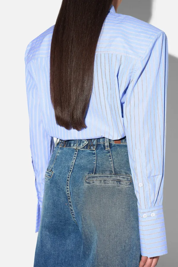 Blouse Dames Katoen Knoopjes Blauw Strepen Rix