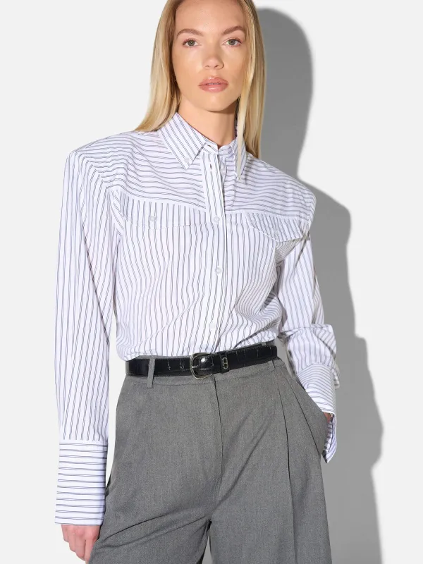 Blouse Dames Katoen Knoopjes Zwart Wit Gestreept Rix