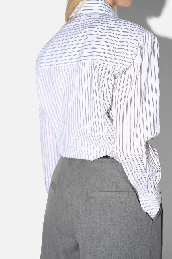 Blouse Dames Katoen Knoopjes Zwart Wit Gestreept Rix