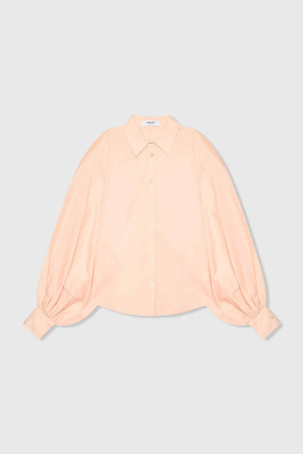 Blouse Dames Katoen Peach Tone Pofmouw Cut Out
