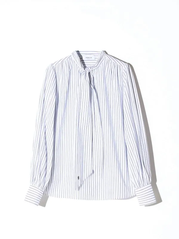 Blouse Dames Katoen Strik Zwart Wit Gestreept Kilian