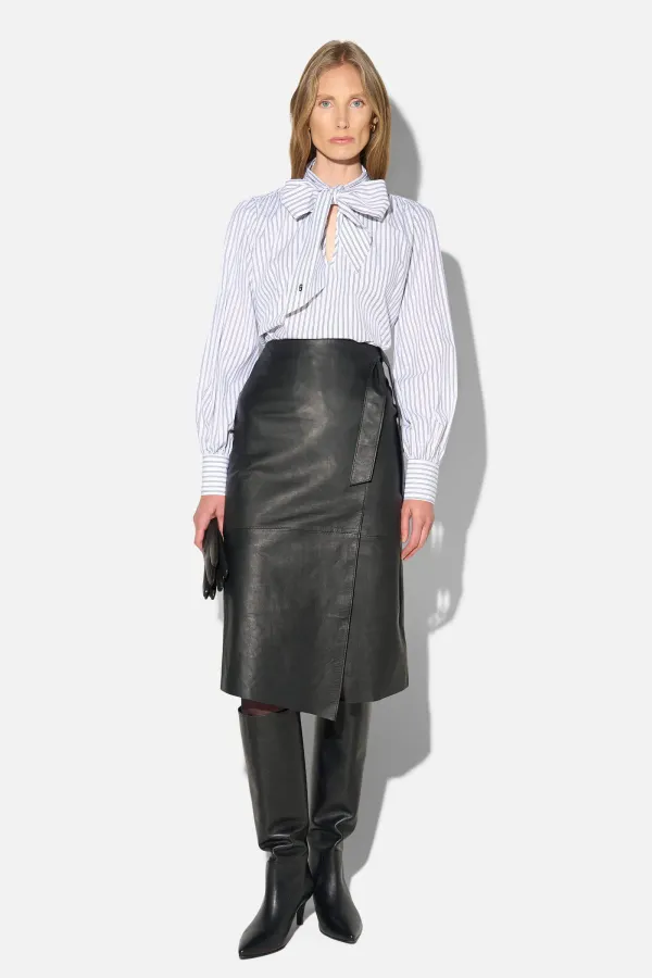 Blouse Dames Katoen Strik Zwart Wit Gestreept Kilian