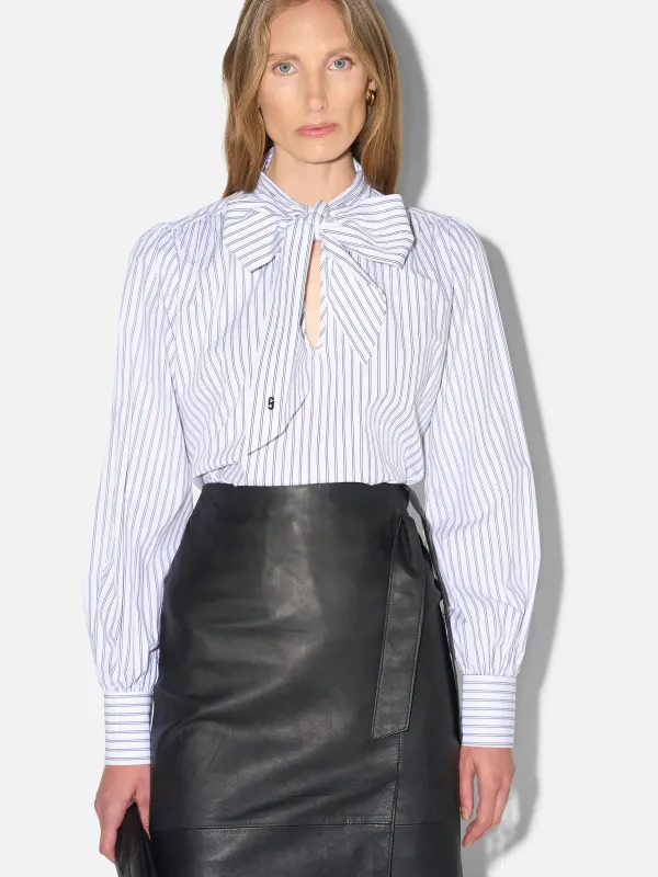 Blouse Dames Katoen Strik Zwart Wit Gestreept Kilian