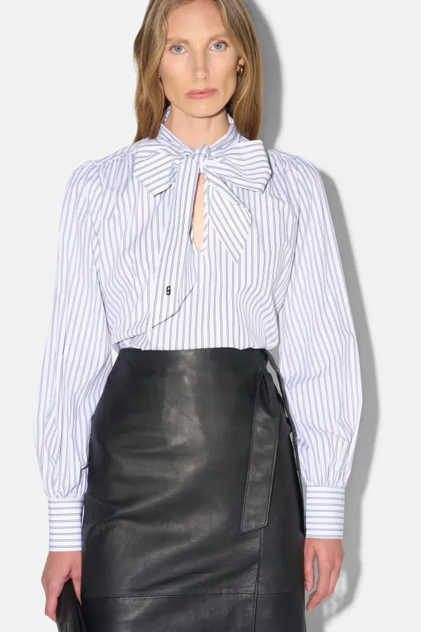 Blouse Dames Katoen Strik Zwart Wit Gestreept Kilian