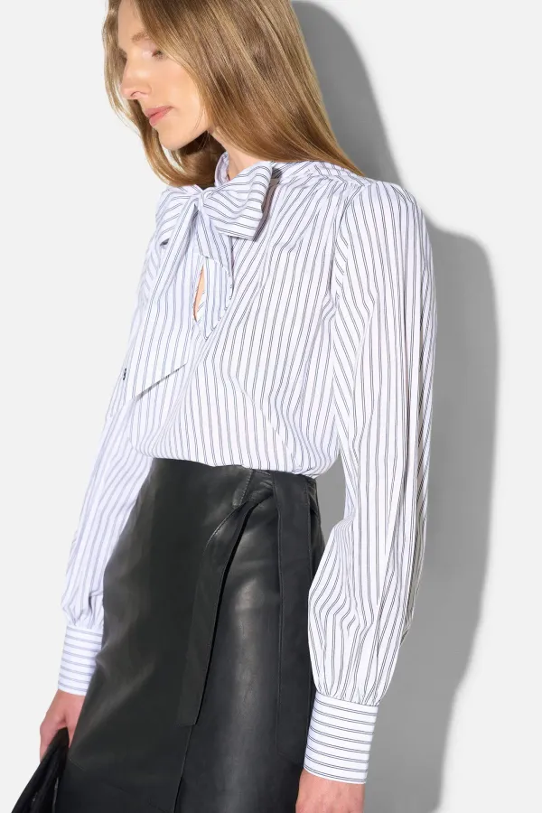 Blouse Dames Katoen Strik Zwart Wit Gestreept Kilian