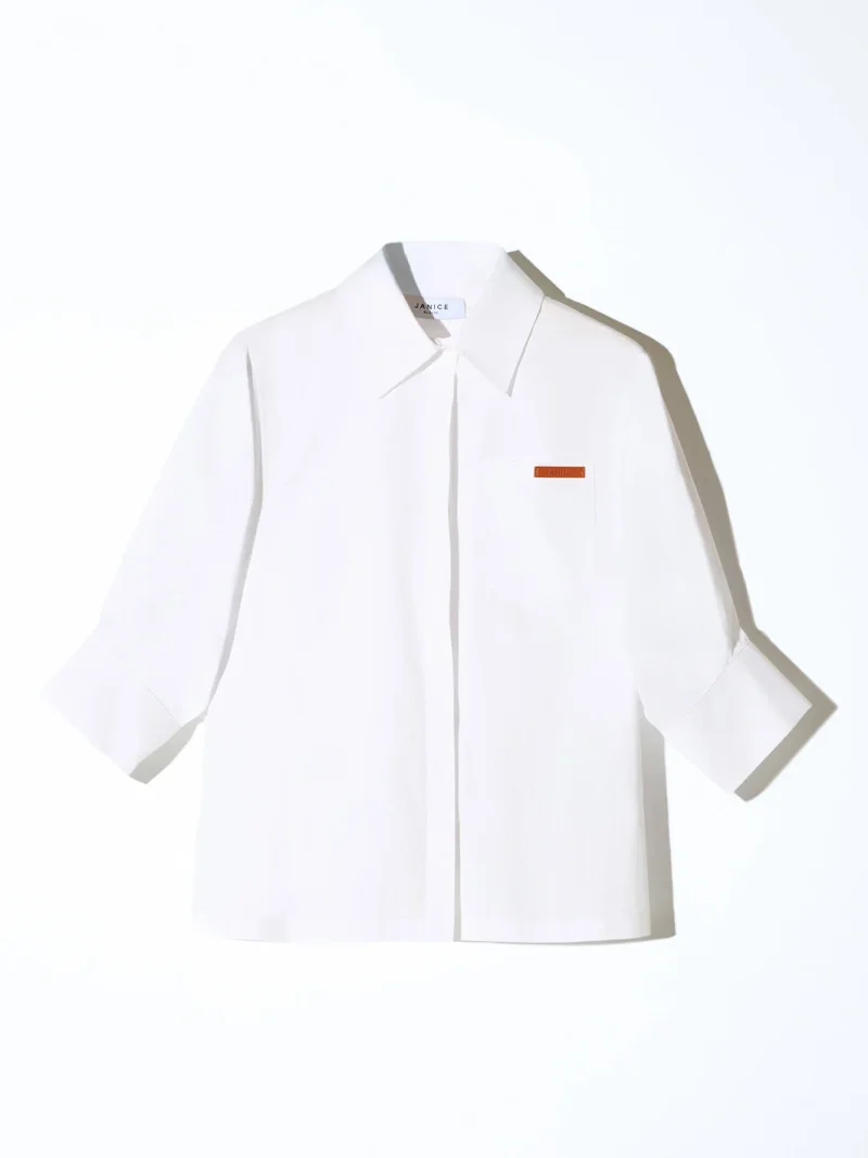 Blouse Dames Korte Mouw Katoen Wit Seattle