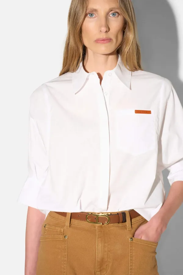 Blouse Dames Korte Mouw Katoen Wit Seattle