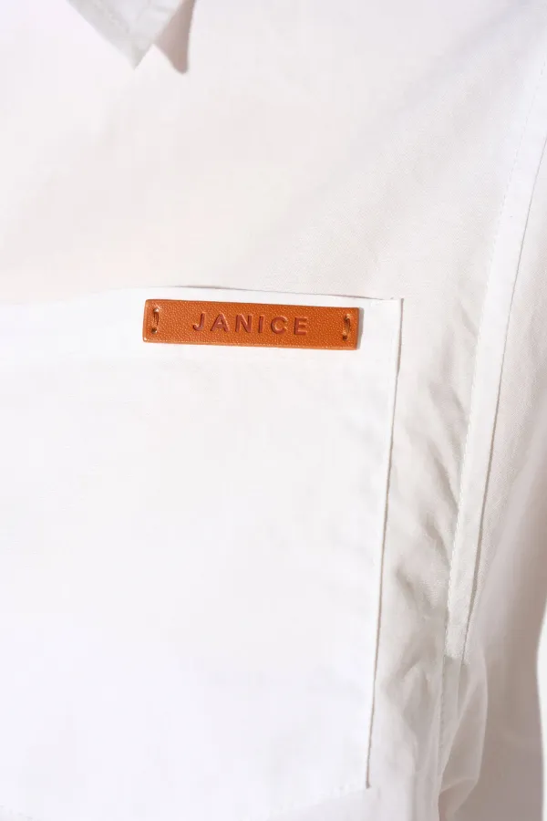Blouse Dames Korte Mouw Katoen Wit Seattle