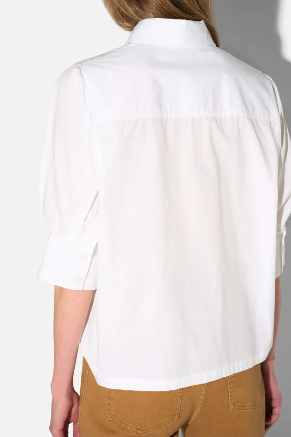 Blouse Dames Korte Mouw Katoen Wit Seattle