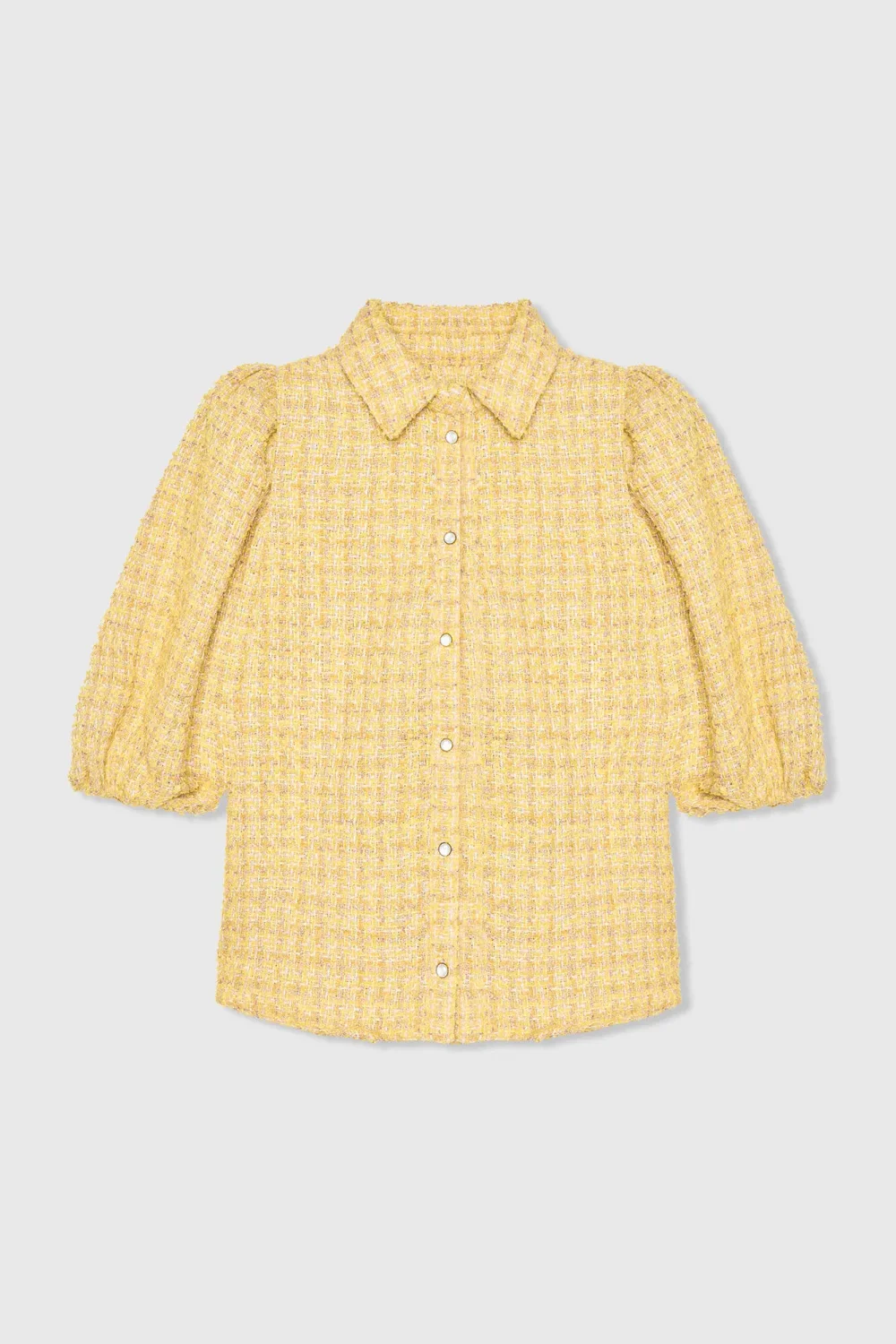 Blouse Dames Pof Mouw Tweed Lars Geel