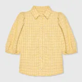 Blouse Dames Pof Mouw Tweed Lars Geel