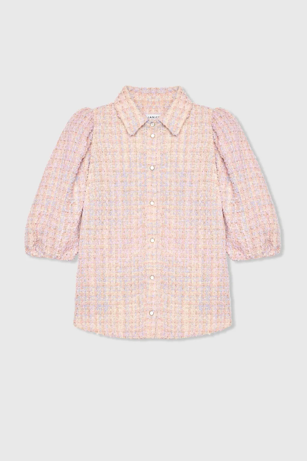 Blouse Dames Pof Mouw Tweed Lars Lila