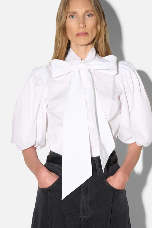 Blouse Dames Strik Katoen Wit Lars