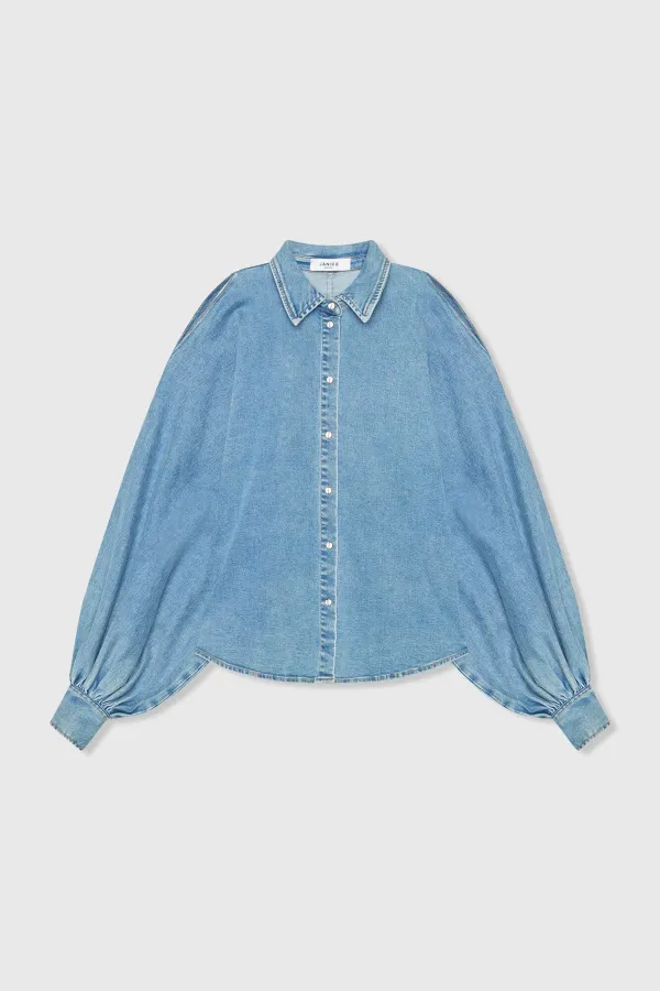 Blouse Dames Wijde Mouw Pof Stone 786
